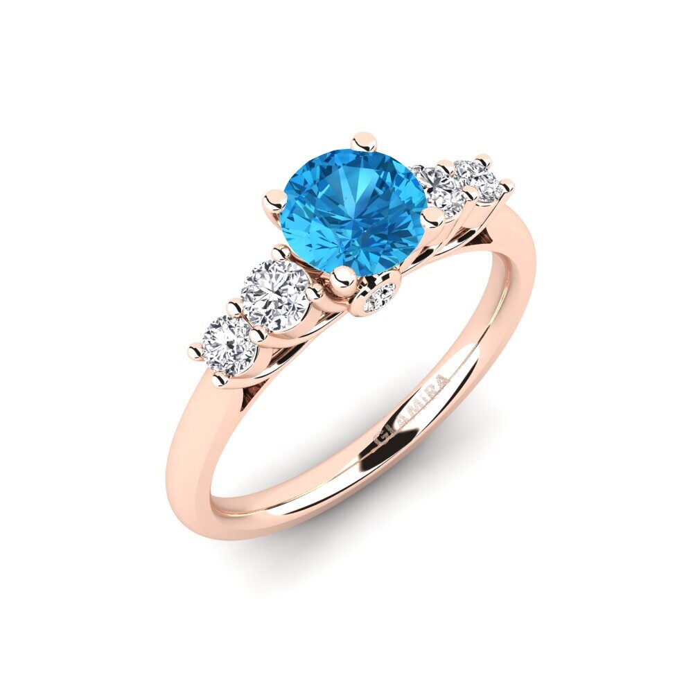 14ct Rose Gold Blue Topaz Engagement Ring Sadie 0.8 crt