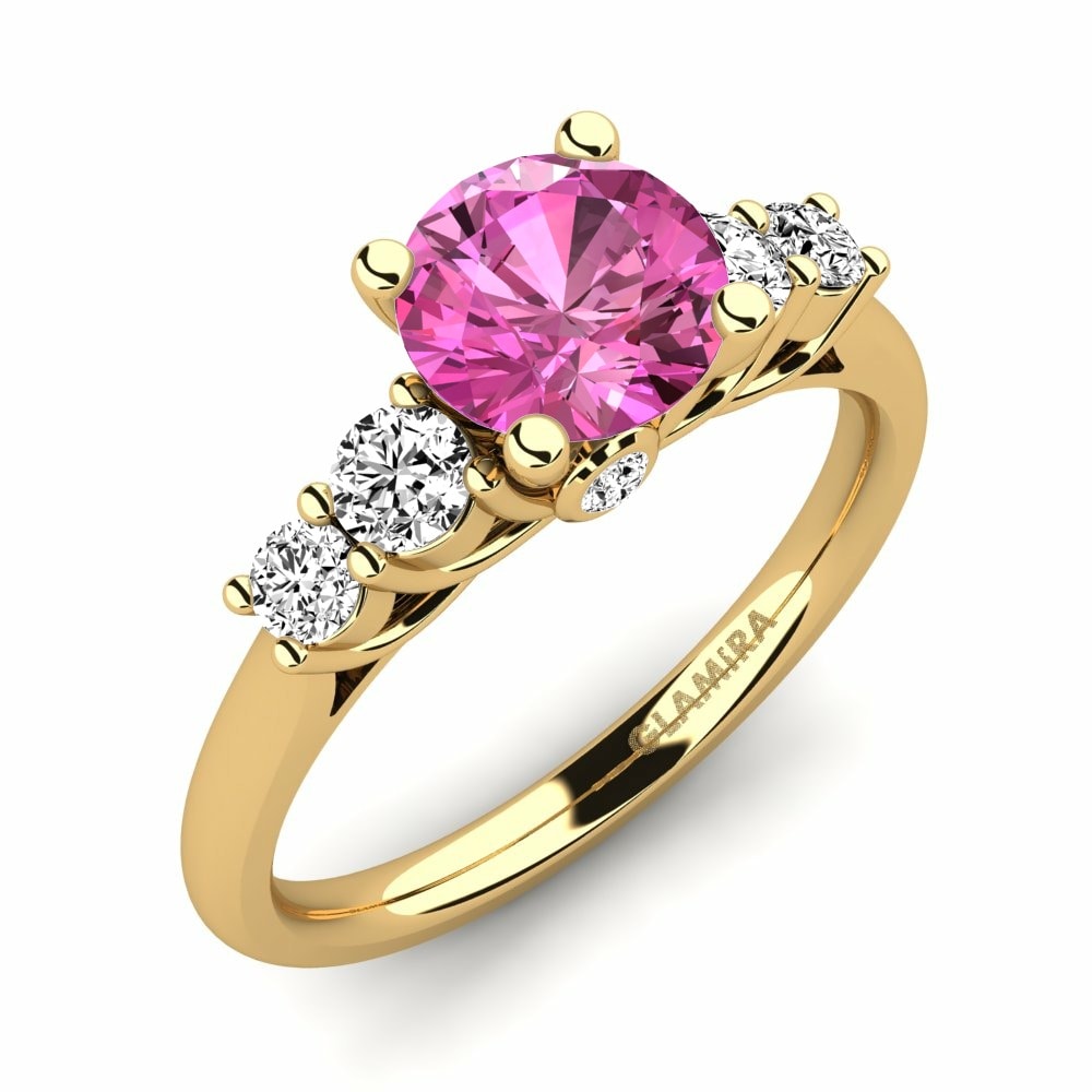三石或五石 粉色黃玉 訂婚戒指 Sadie 1.0 crt