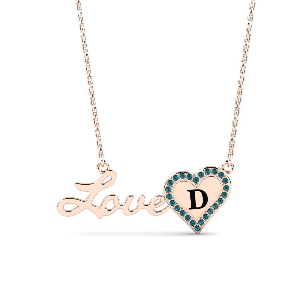 Rotgold 585 Blauer Diamant Damen halskette Sage