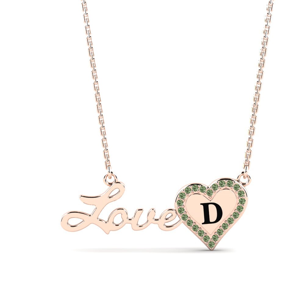 Rotgold 585 Grüner Diamant Damen halskette Sage