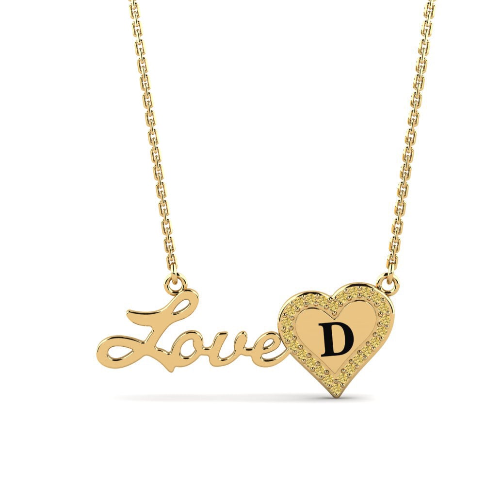 14k Oro Amarillo Diamante Amarillo Collar de Mujer Sage