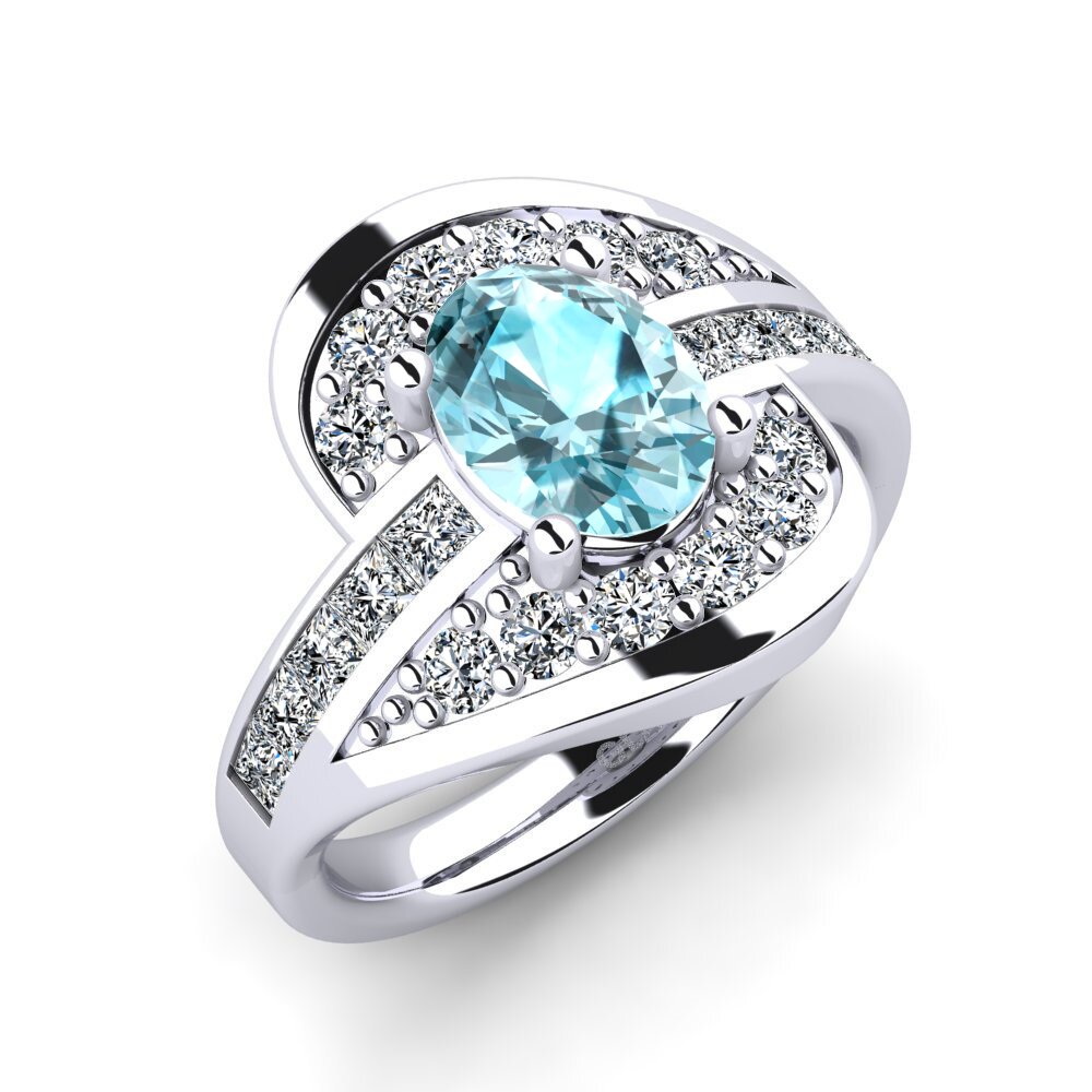 Blue Zircon Engagement Ring Saimara