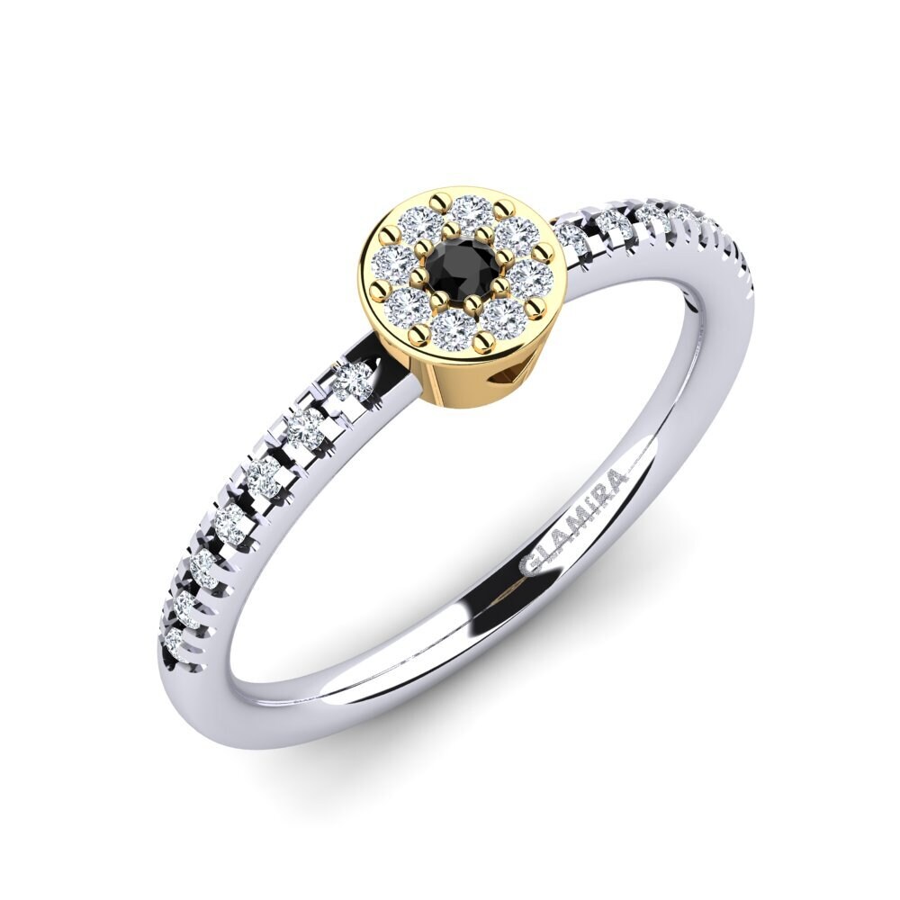 14ct White / Yellow Gold Black Diamond Engagement Ring Salbatora