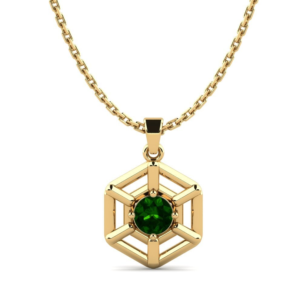 18k Oro Amarillo Turmalina verde Colgante de Mujer Salem