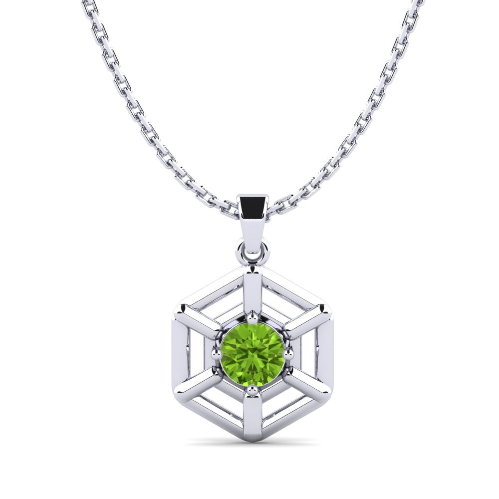 Tròn Đá peridot / Ngọc lục bảo chiều tà Mặt dây chuyền nữ Salem