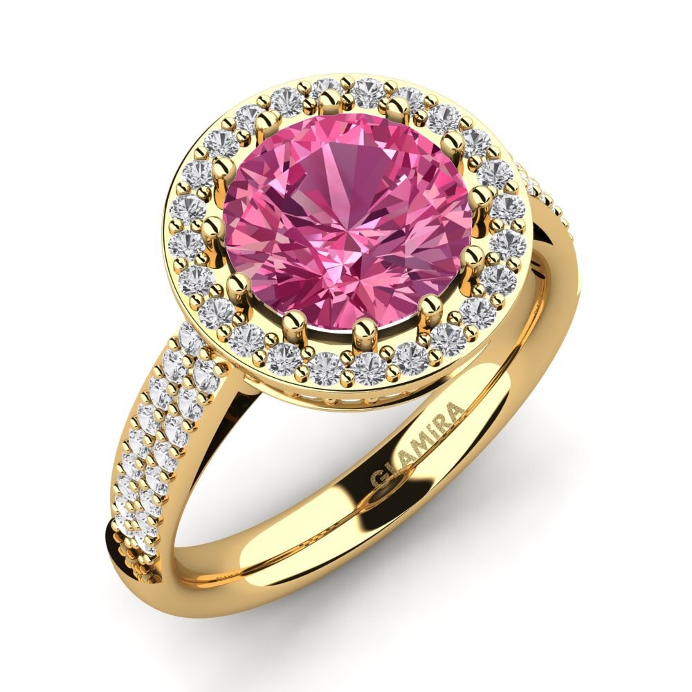 9ct Yellow Gold Pink Tourmaline Engagement Ring Salerno