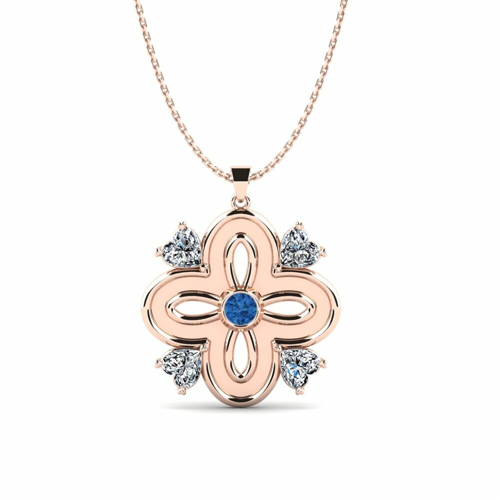 Vàng Hồng 9K Đá Zirconia Xanh Lam Mặt dây chuyền nữ Salethia