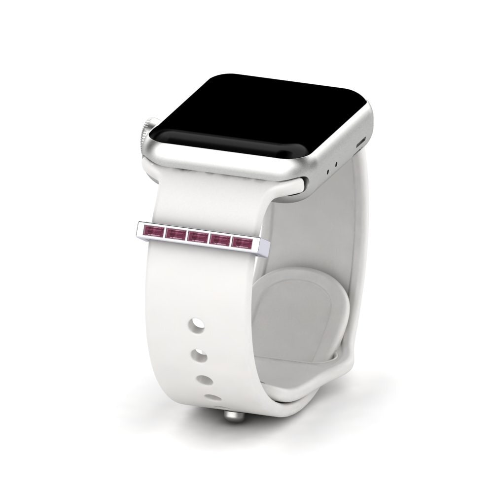 White Silver Rhodolite Garnet Apple Watch® Accessory Salut