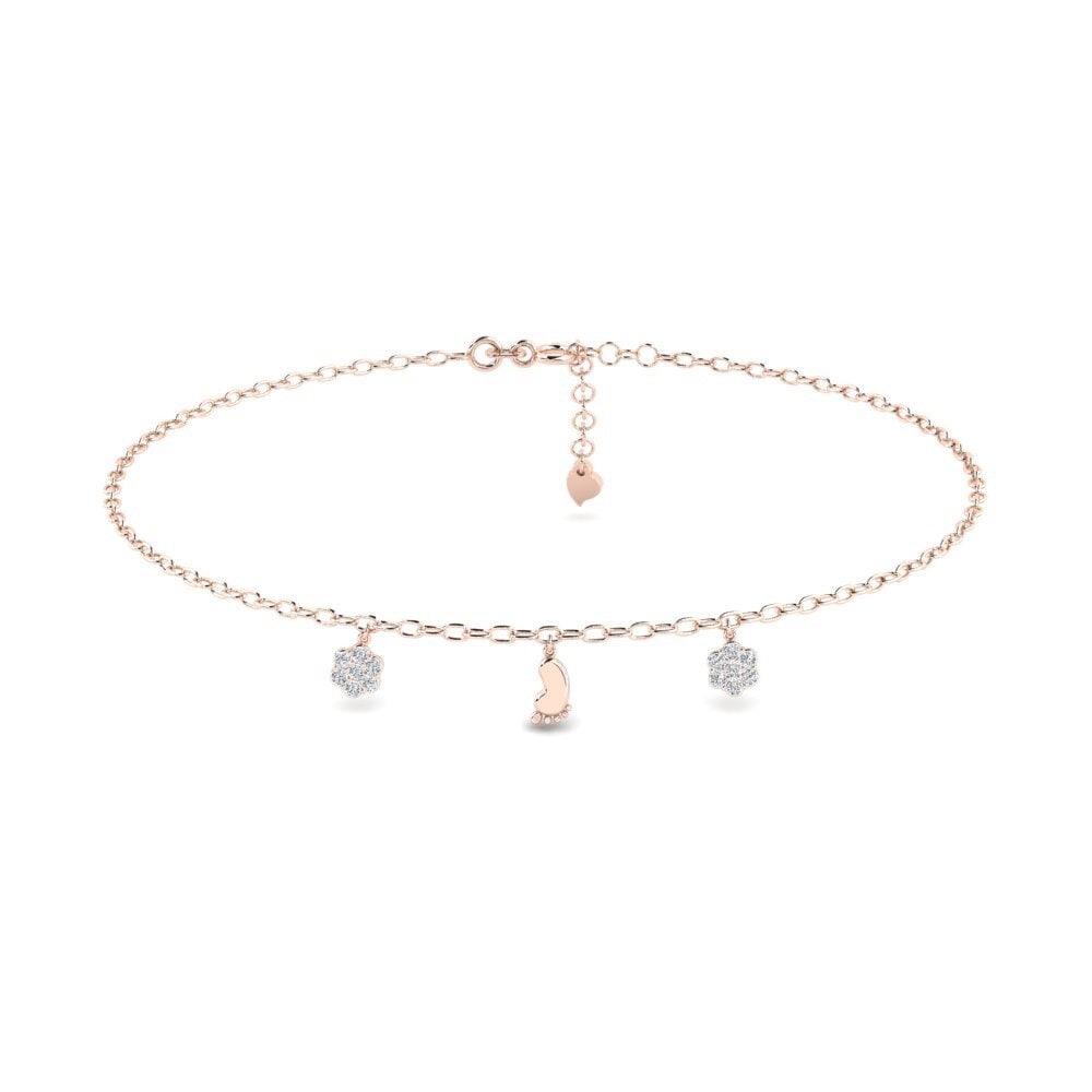 Bracelet Femme Argenté Avec Strass Et Pendentifs Lumineux - Fermoir Mousqueton, Or Rose, Neuf Avec étiquettes