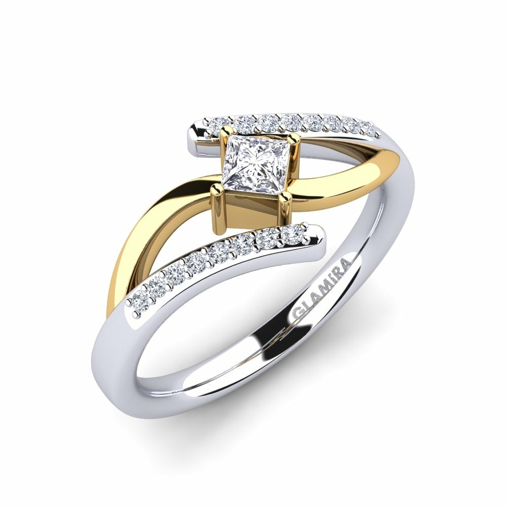 9k White & Yellow Gold Engagement Ring Samar
