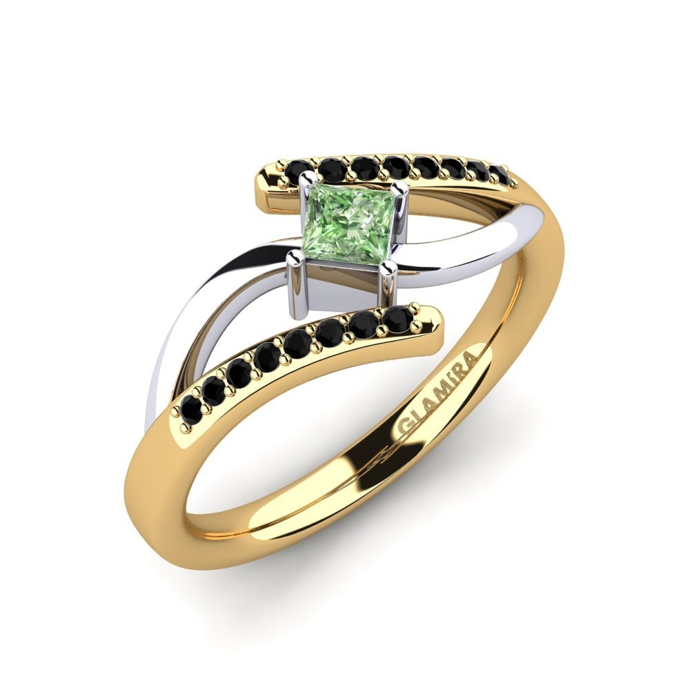 18k Oro Amarillo & Blanco Anillo de compromiso Samar