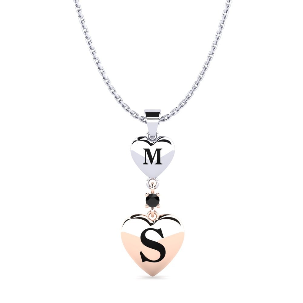 14k Oro Blanco & Rosa Zafiro negro Colgante de Mujer Samara