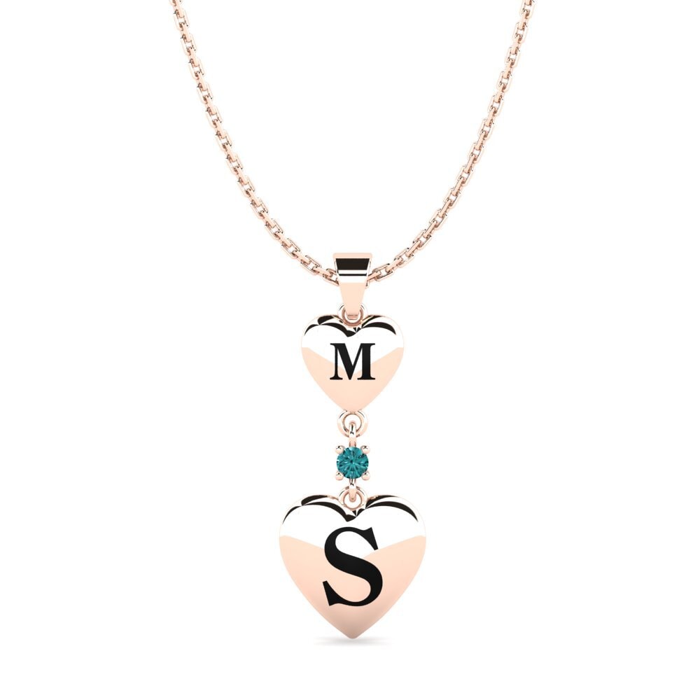 Rotgold 585 Blauer Diamant Damen anhänger Samara