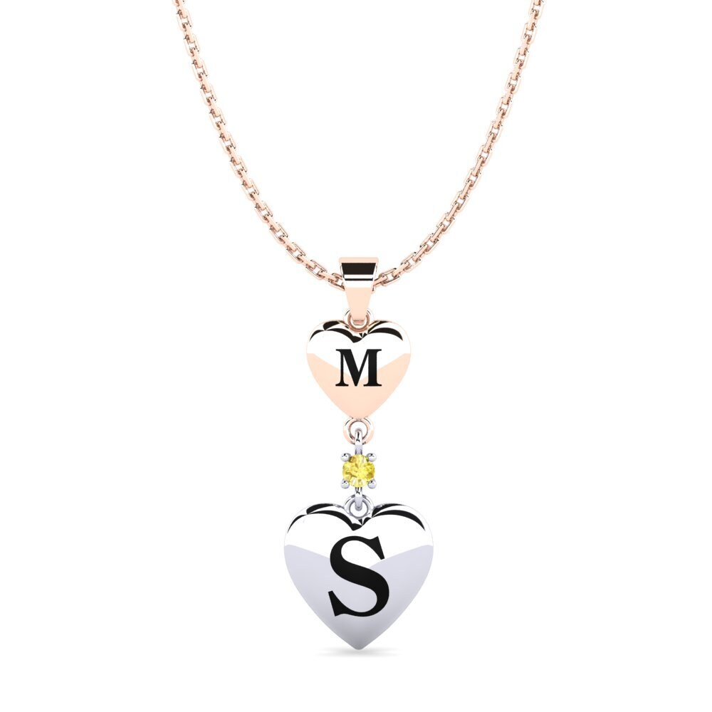 14k Oro Rosa & Blanco Zafiro amarillo Colgante de Mujer Samara