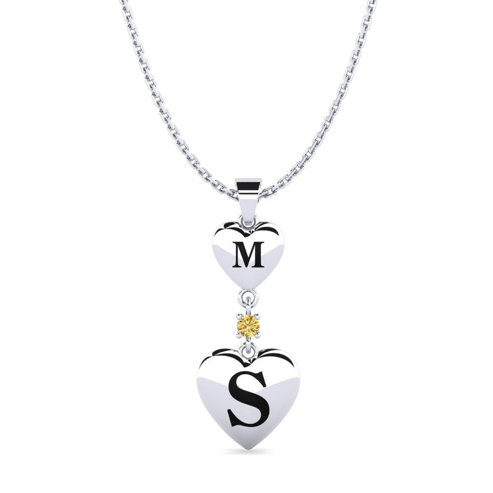 14k Oro Blanco Diamante Amarillo Colgante de Mujer Samara