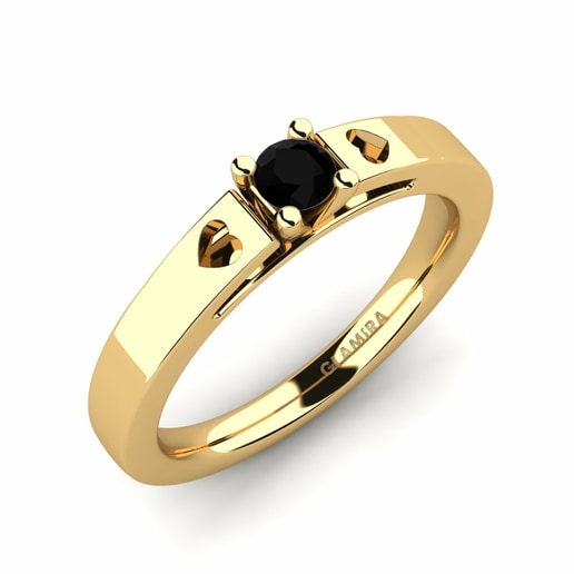 Ring Samarie 585 Yellow Gold & Black Diamond