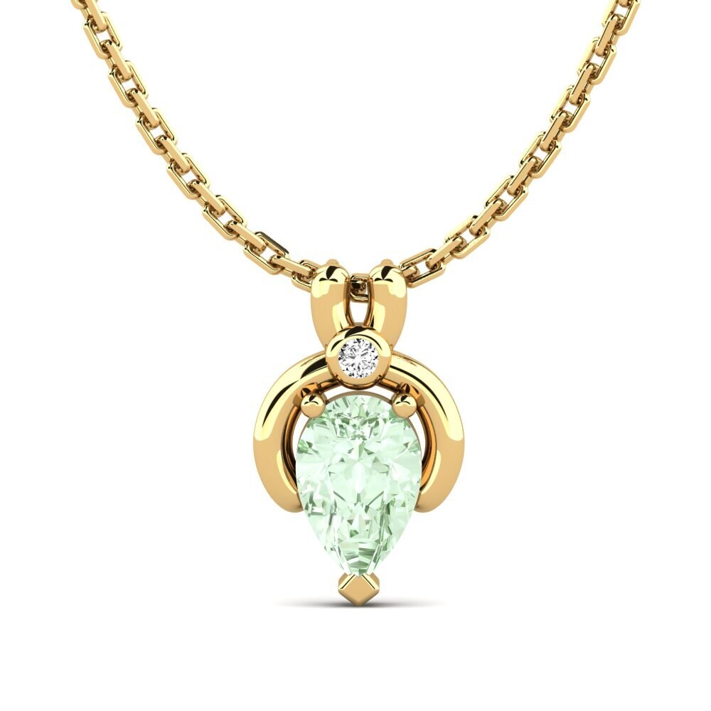 14k Oro Amarillo Amatista verde Colgante de Mujer Samariel