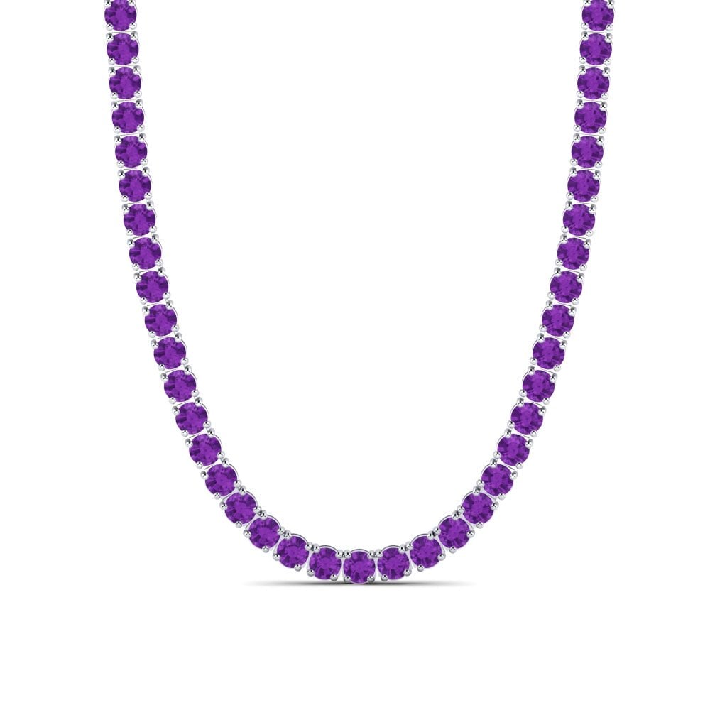 Weißgold 375 Amethyst Herren-Halskette Samiore
