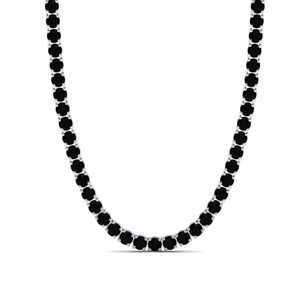 Weißgold 375 Schwarzer Onyx Herren-Halskette Samiore