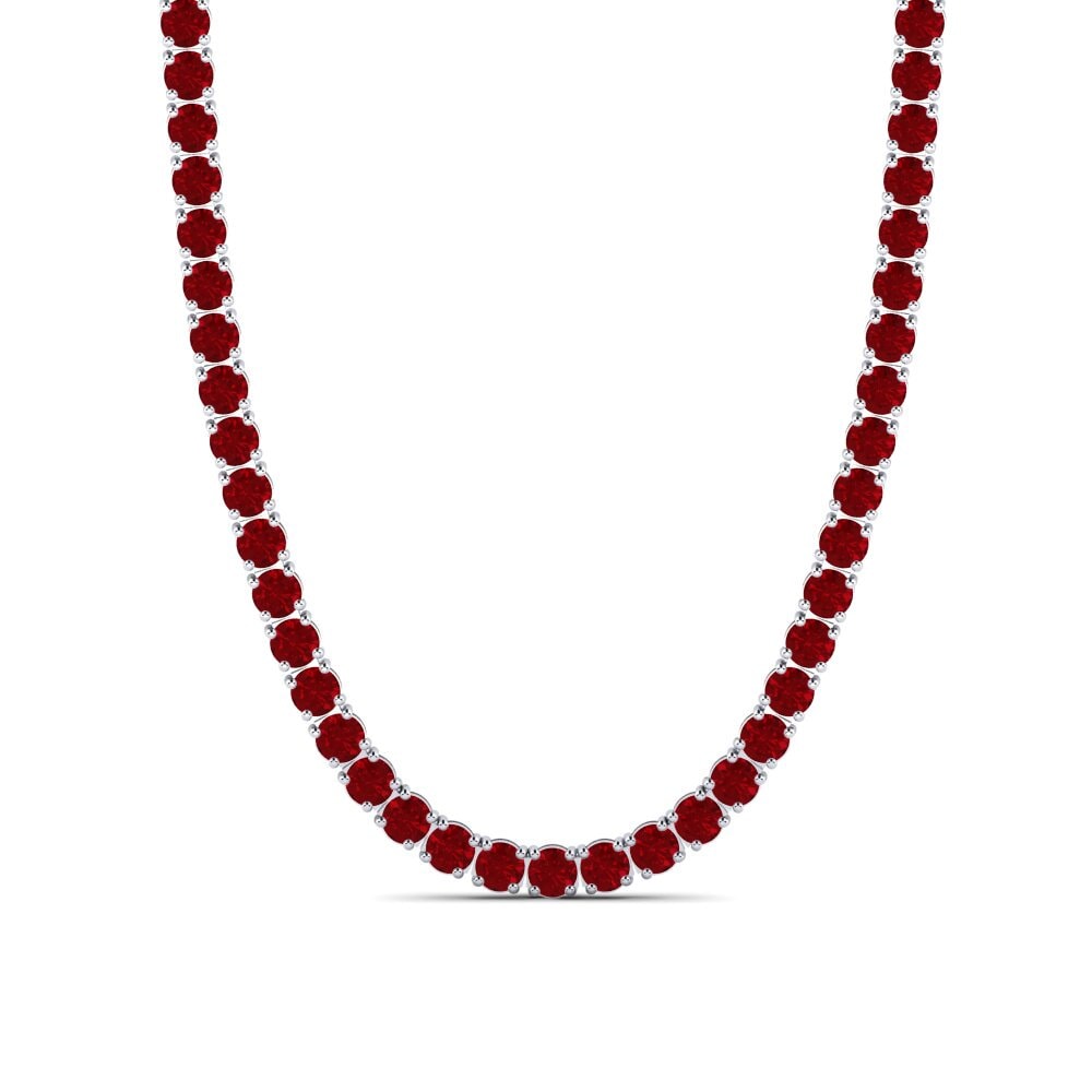 Weißgold 375 Roter Zirkonia Herren-Halskette Samiore