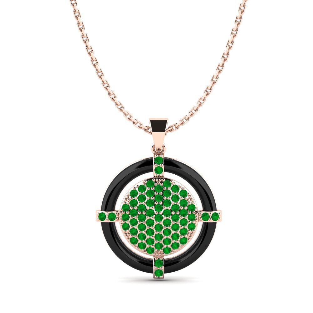 9ct Rose Gold Emerald Women's Pendant Sammet