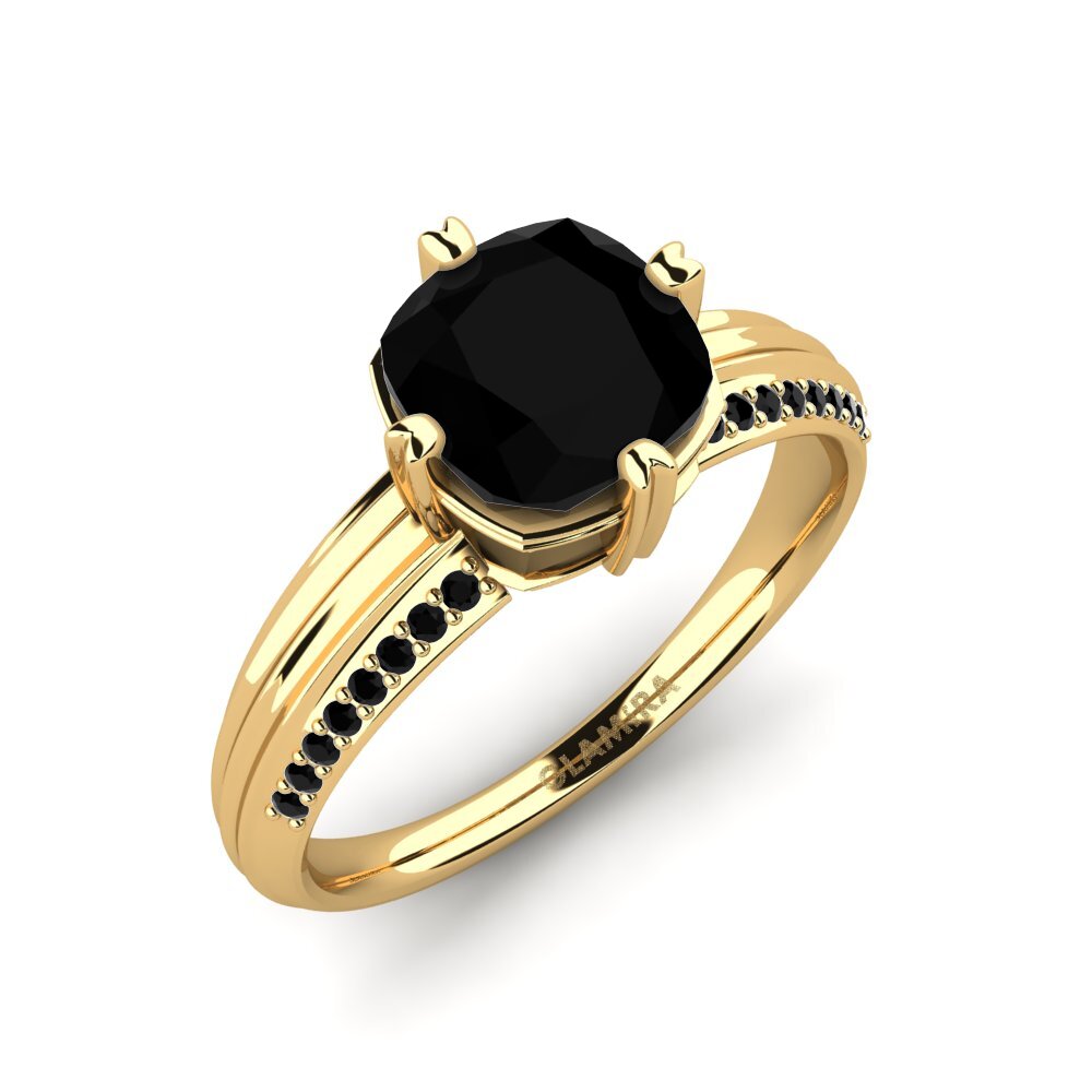 Cushion Black Diamond Engagement Ring Samora