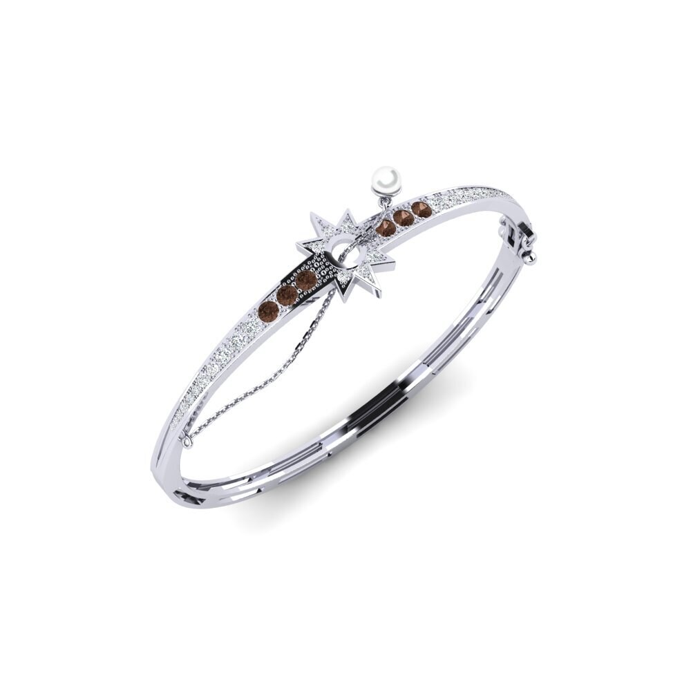 18ct White Gold Smoky Quartz Women's Bangle Samson