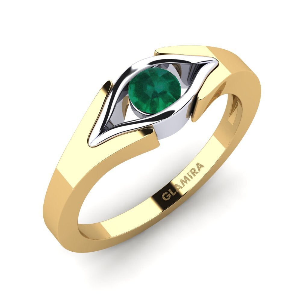 14ct Yellow / White Gold Emerald Engagement Ring Samy