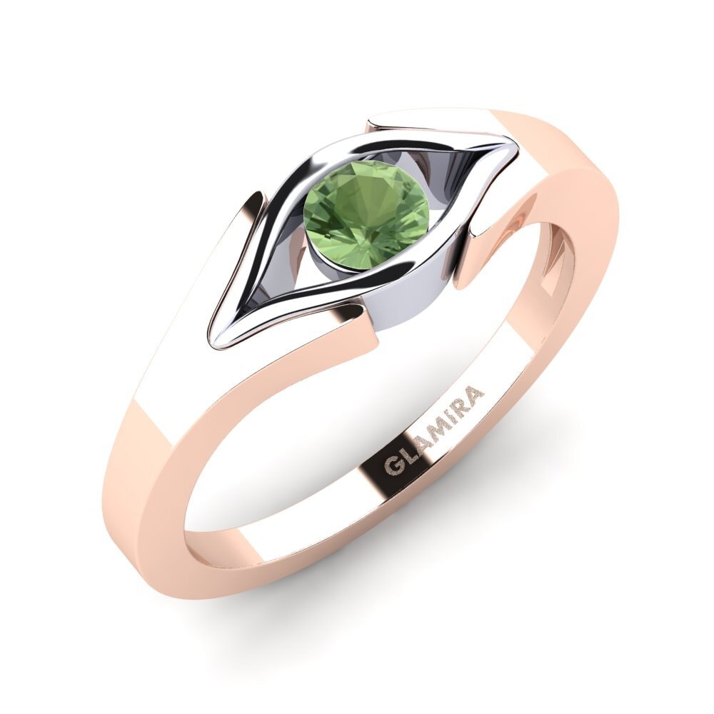 14ct Rose & White Gold Green Sapphire Engagement Ring Samy
