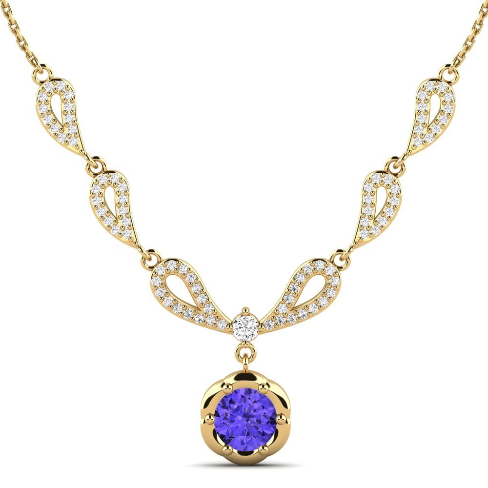 Gelbgold 585 Tansanit Damen halskette Sanda