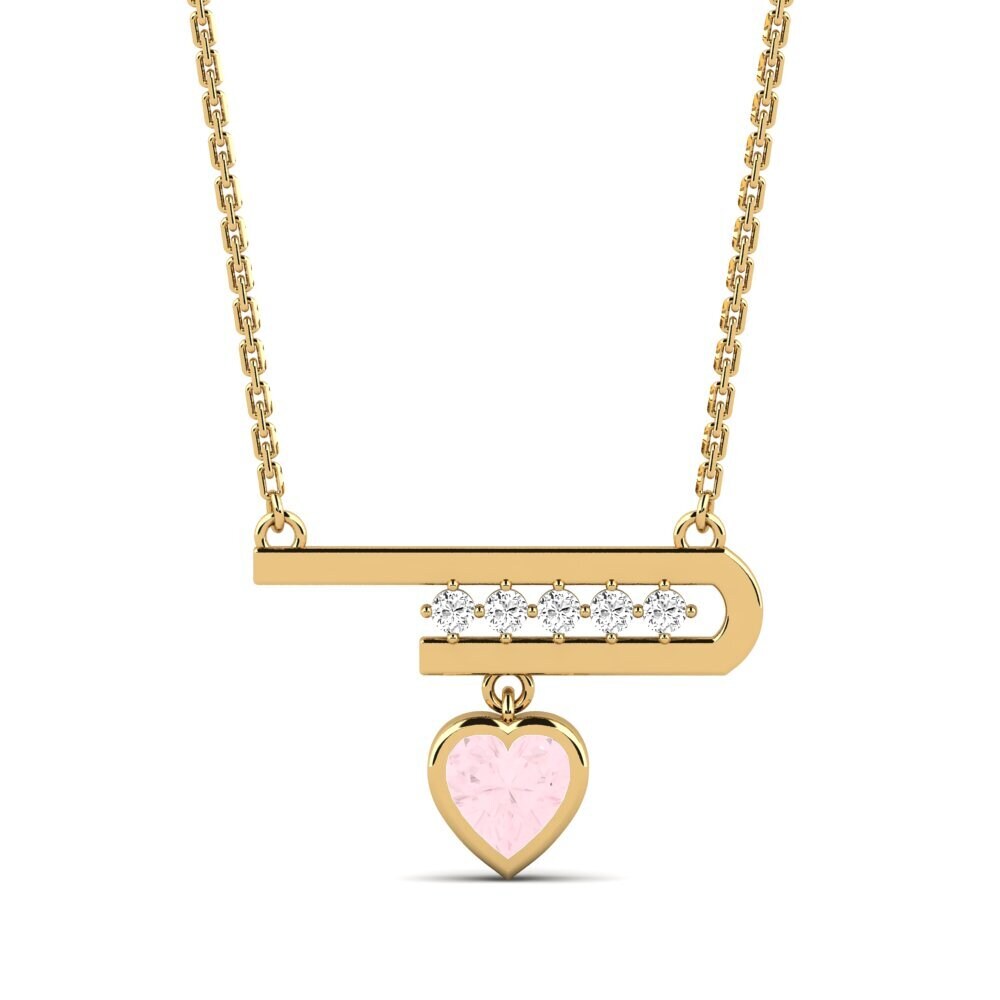 14k Oro Amarillo Cuarzo rosa Collar de Mujer Sandina