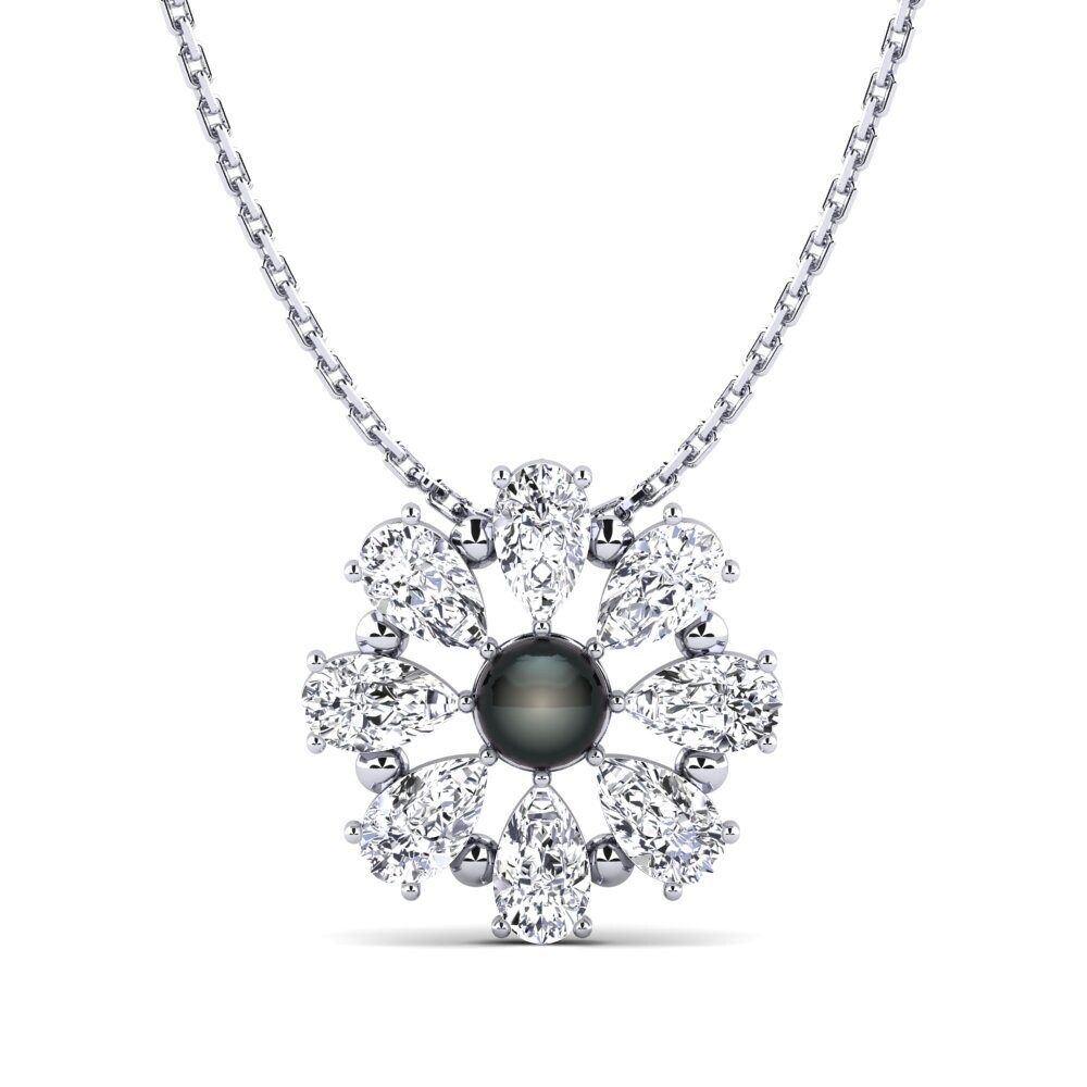 18ct White Gold Diamond Women's Pendant Sang Bleu