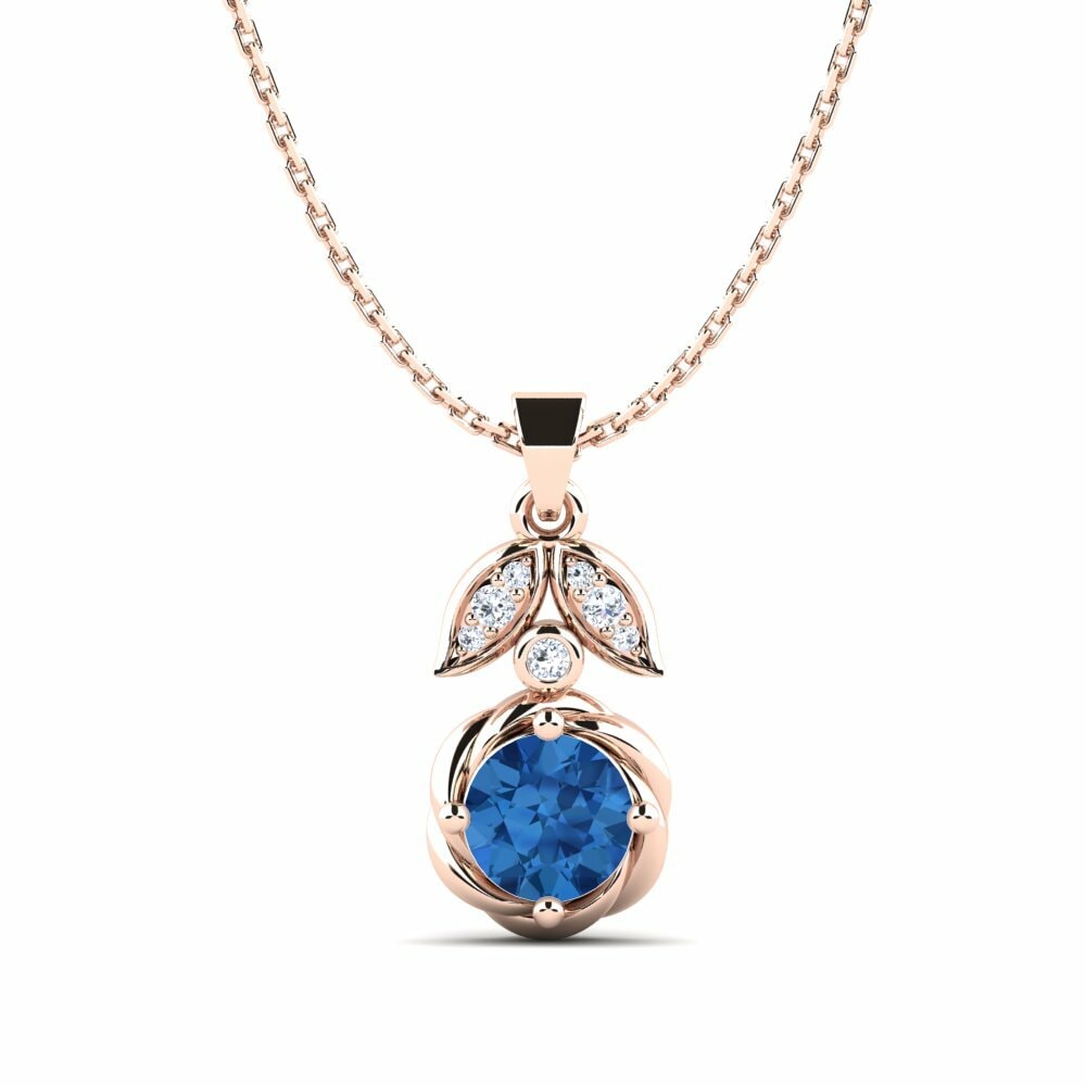 Vàng Hồng 9K Đá Zirconia Xanh Lam Mặt dây chuyền nữ Sanne