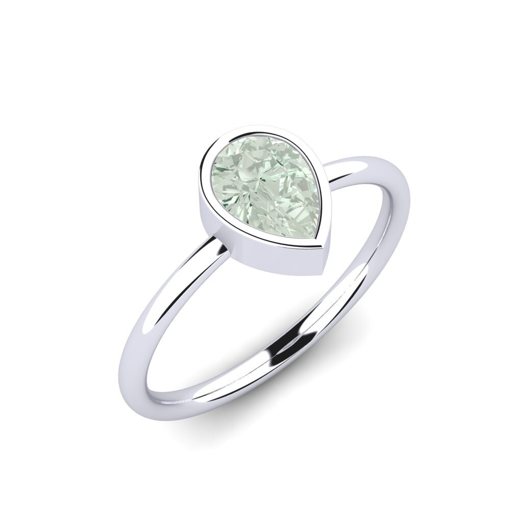 14ct White Gold Green Amethyst Engagement Ring Sanny