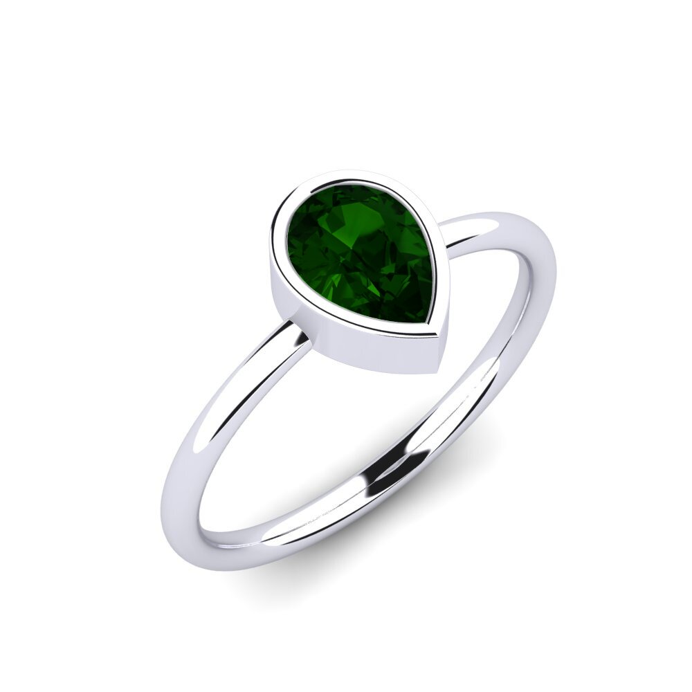 14K White Gold Green Tourmaline Engagement Ring Sanny