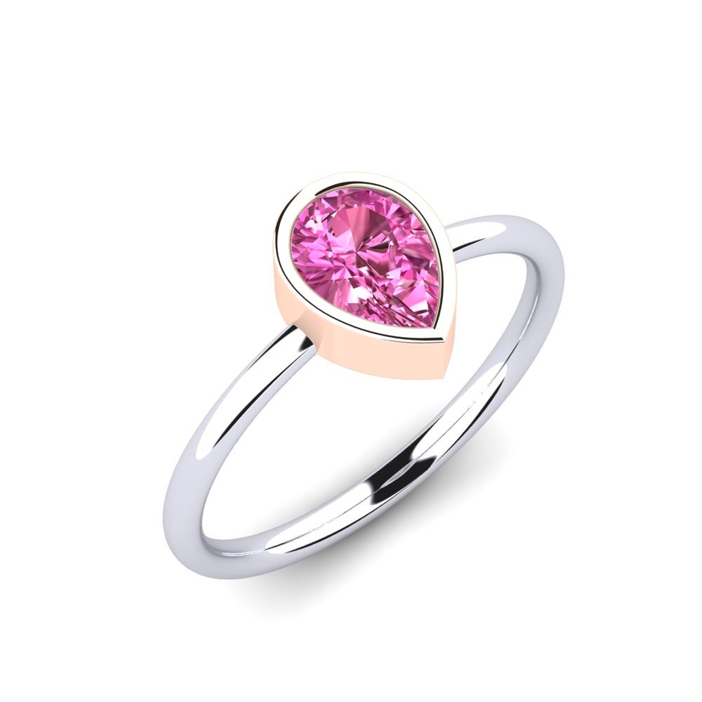 14ct White & Rose Gold Pink Topaz Engagement Ring Sanny