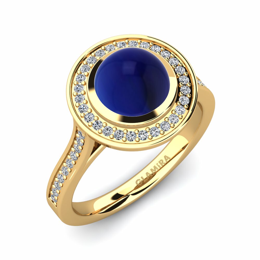 Or Jaune 18k Saphir Cabochon Bague Sanrica