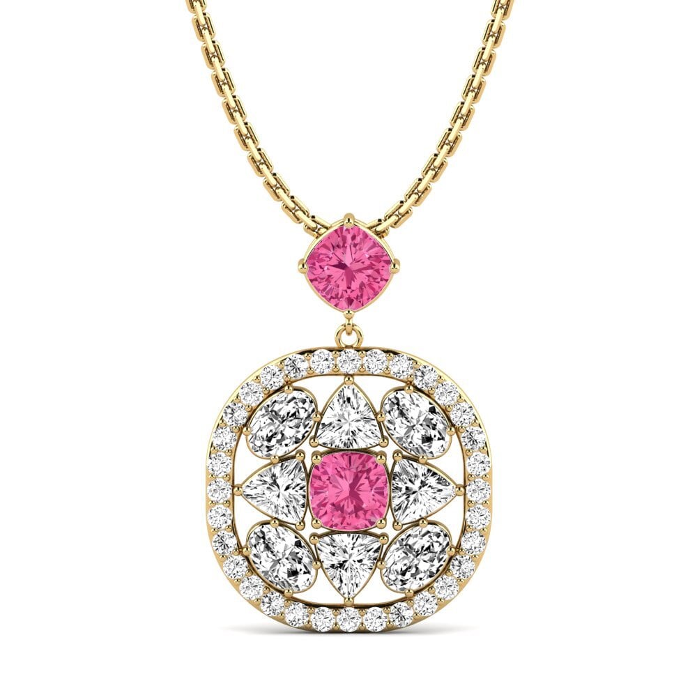 Cushion Pink Tourmaline Women's Pendant Santos