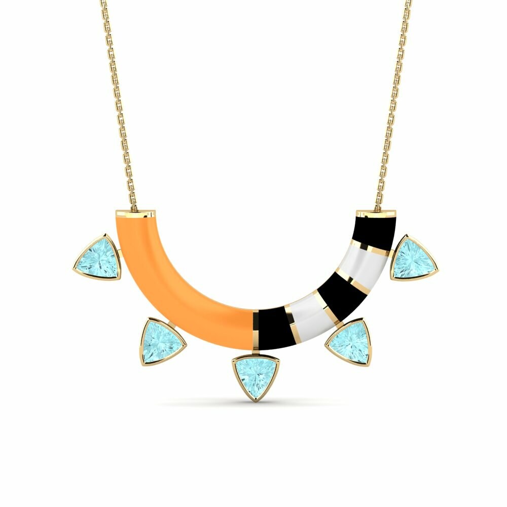 Vàng 9K Đá Aquamarine Dây chuyền nữ Sany