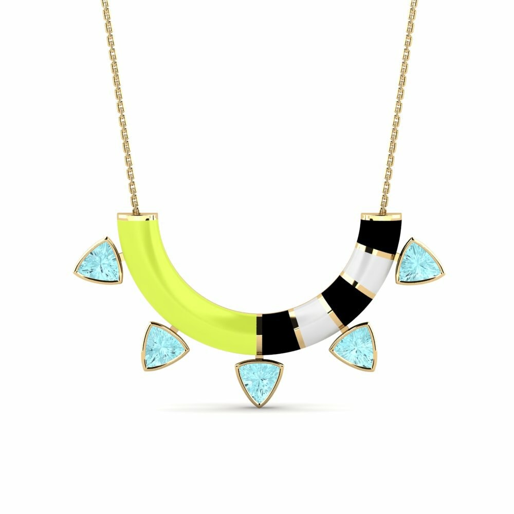 Vàng 9K Đá Aquamarine Dây chuyền nữ Sany