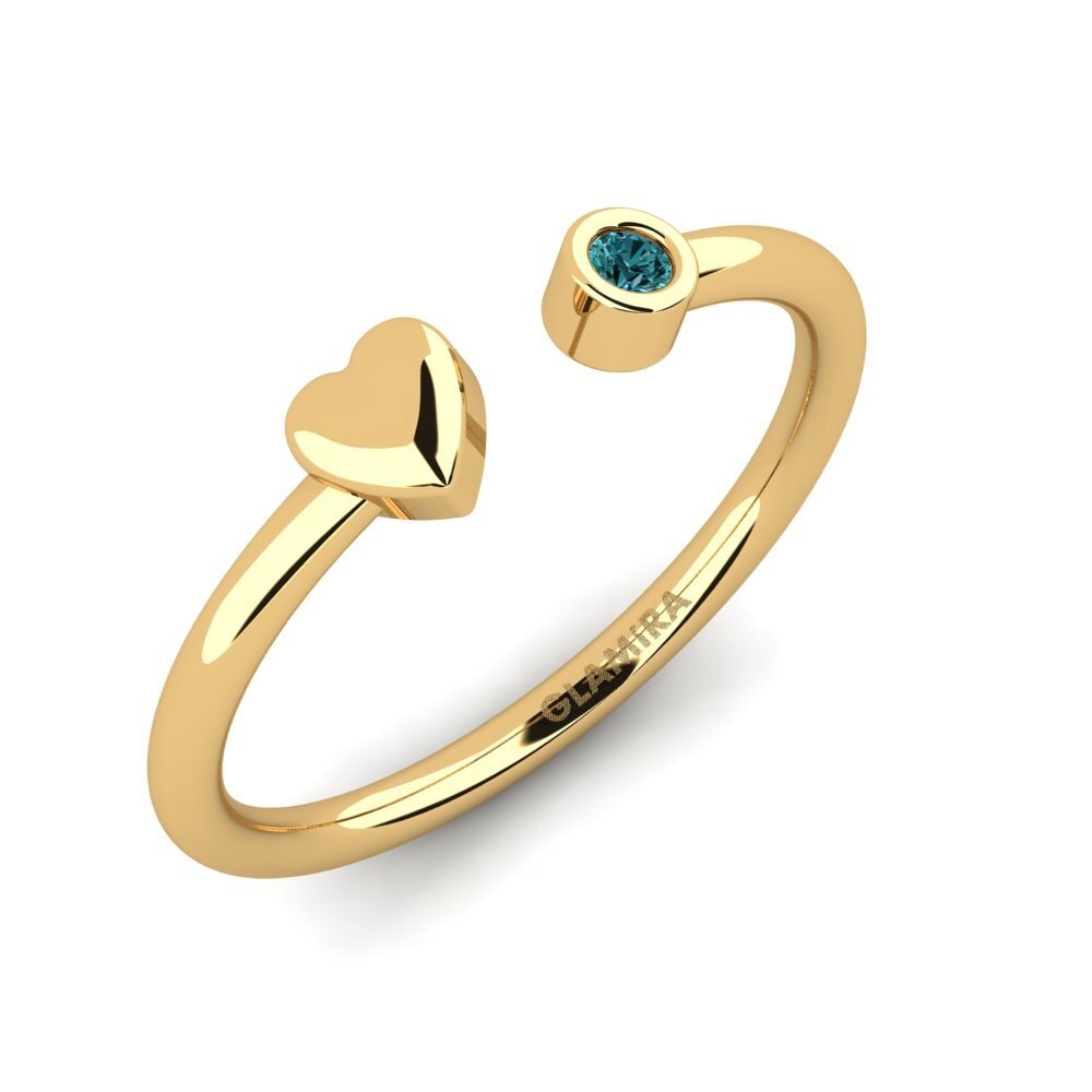 Or Jaune 9k Diamant Bleu Bague Sarenurah