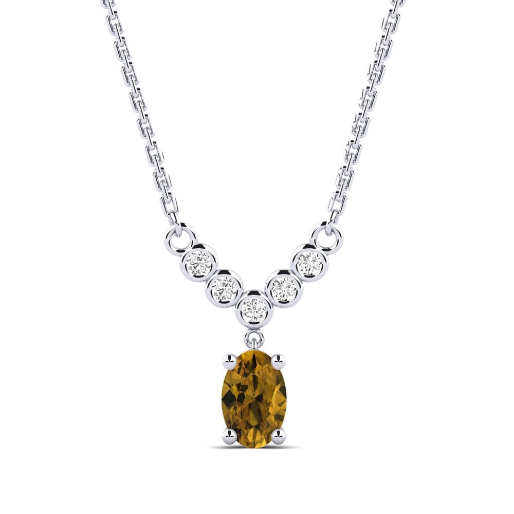 Paladio 950 Circón Marrón Collar de Mujer Sargary