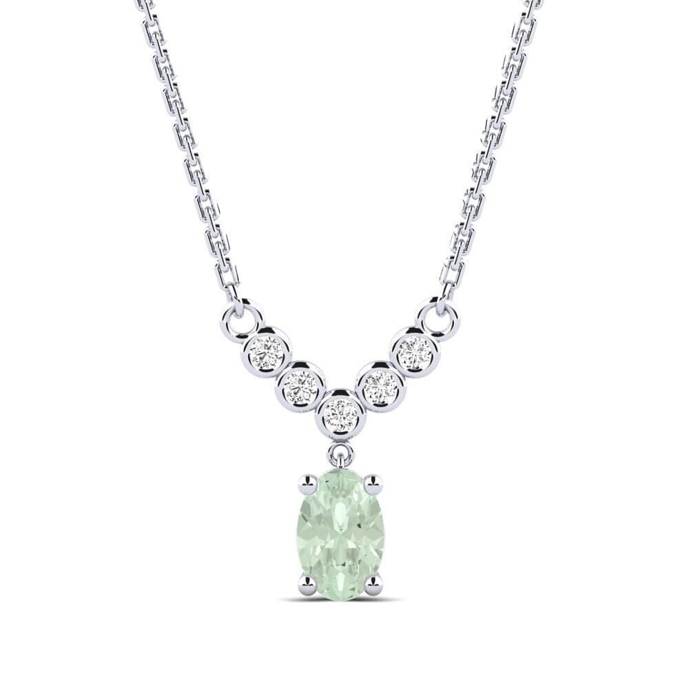 925 Silver Green Amethyst Necklace Sargary