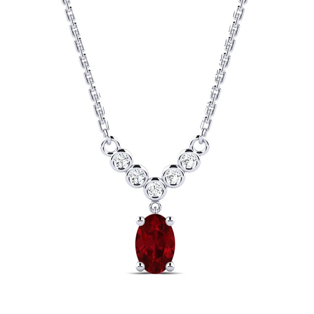 Platino 950 Circonita Roja Collar de Mujer Sargary