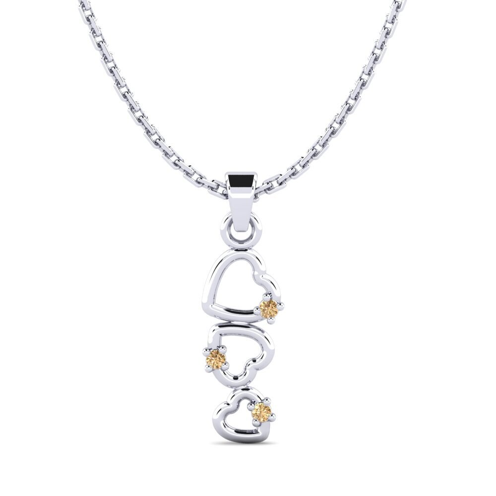 14k Oro Blanco Diamante café Colgante de Mujer Sarhujans