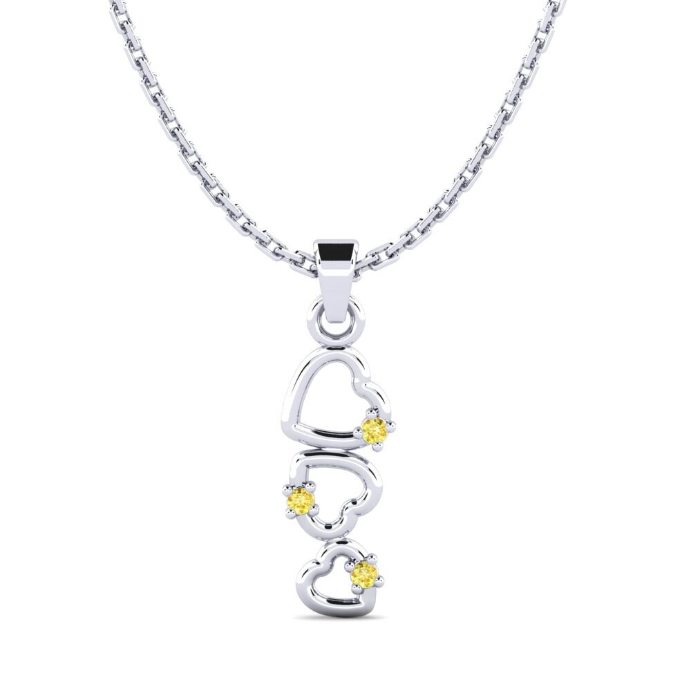 18k Oro Blanco Zafiro amarillo Colgante de Mujer Sarhujans