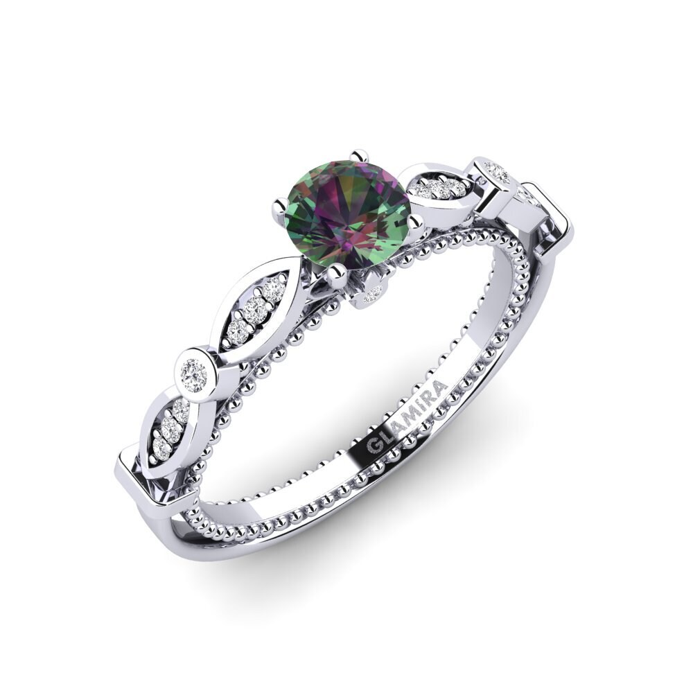 950 Platinum Mystic Topaz Engagement Ring Sariel