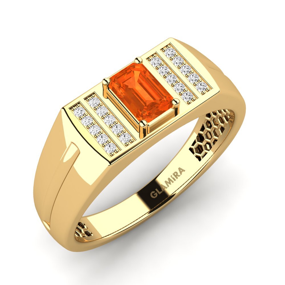 14ct Yellow Gold Fire-Opal Men's Ring Saroza
