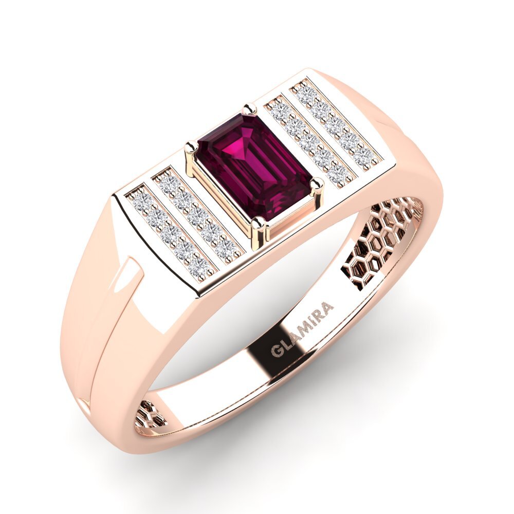9ct Rose Gold Rhodolite Garnet Men's Ring Saroza