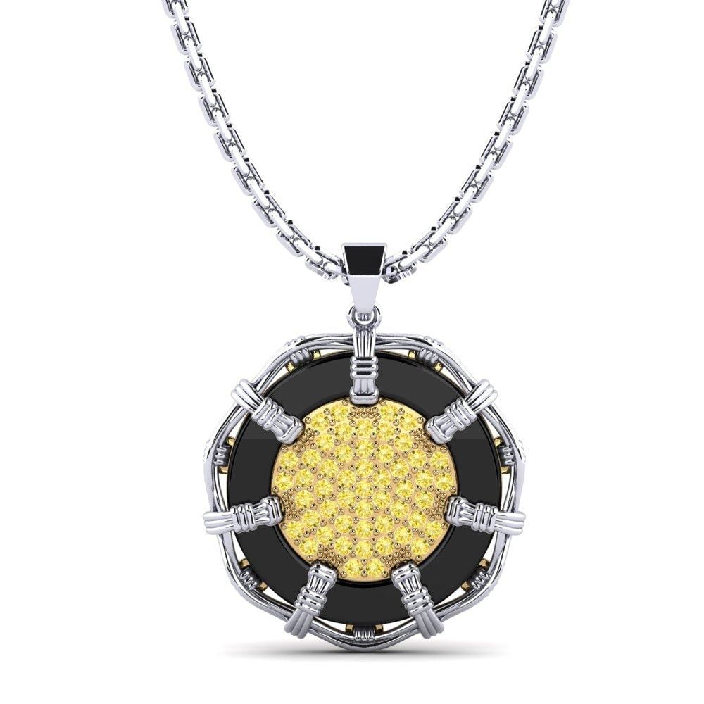 14ct White & Yellow Gold Yellow Sapphire Women's Pendant Sartor